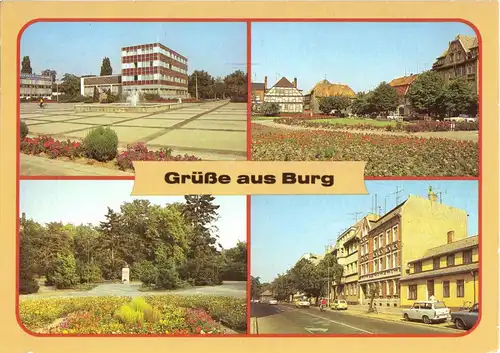 AK, Burg bei Magdeburg, vier Abb., um 1989