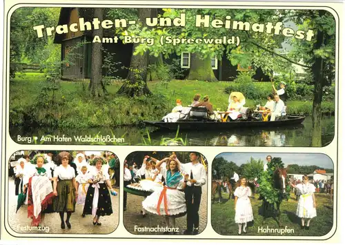 AK, Burg Spreewald, Trachten- und Heimatfest Amt Burg, vier Abb., um 2000