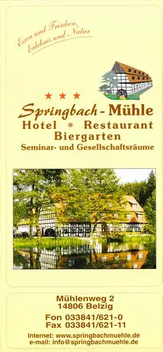 tour. Prospekt, Belzig, Hotel - Restaurant - Biergarten Springbach-Mühle, 2000