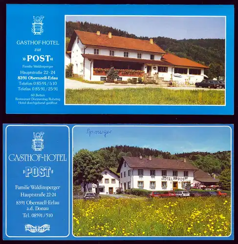 zwei tour. Prospekte, Obernzell-Erlau a.d. Donau, Gasthof - Hotel "Post", 1990