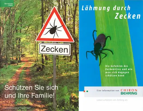 Zecken - Schützen Sie sich und Ihre Familie; Lähmung durch Zecken, 2 Prospekte