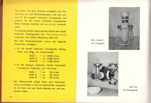 Die Haushaltmaschine libelle, Bedienungsanleitung - Rezepte, 1959