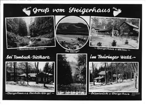 AK, Tambach-Dietharz Thür. Wald, Gruß vom Steigerhaus, sechs Abb., 1968