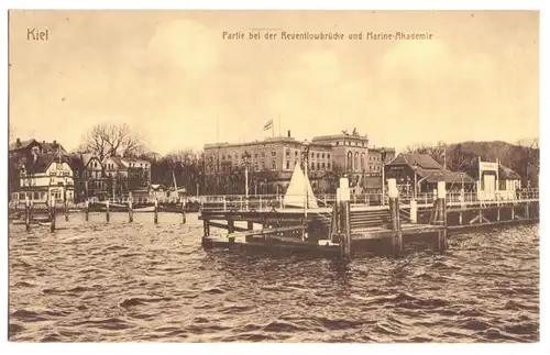 AK, Kiel, Marineakademie und Reventlowbrücke, um 1913
