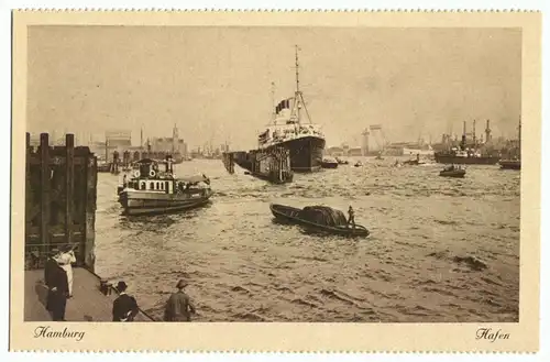 AK, Hamburg, Partie im Hafen, um 1922