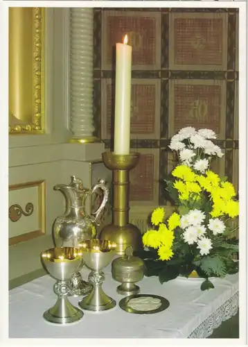 AK, Elsterberg Vogtl.. Laurentiuskirche, Partie mit Altar, um 1994