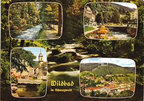 AK, Wildbad Schwarzwald, vier Abb., gestaltet, 1965