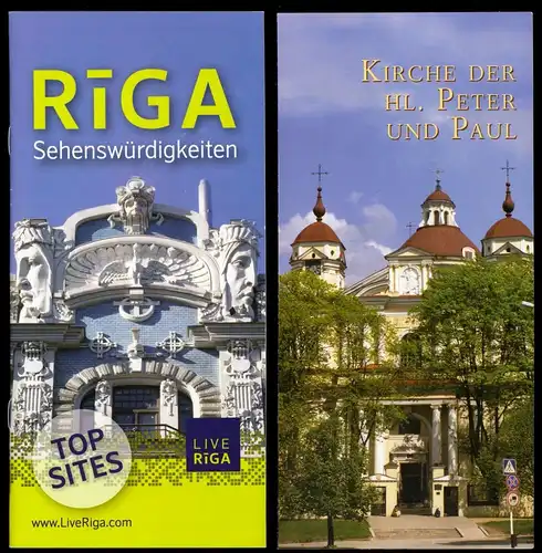 zwei Prospekte, Riga Sehenswürdigkeiten und Kirche d. HL. Peter u. Paul, 2010