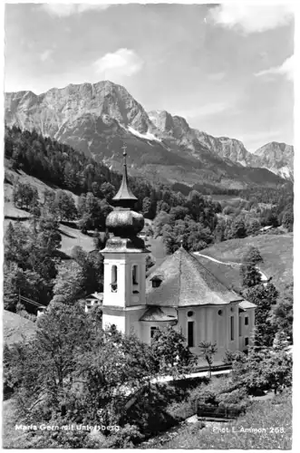 AK, Berchtesgaden, Maria Gern mit Untersberg, um 1960