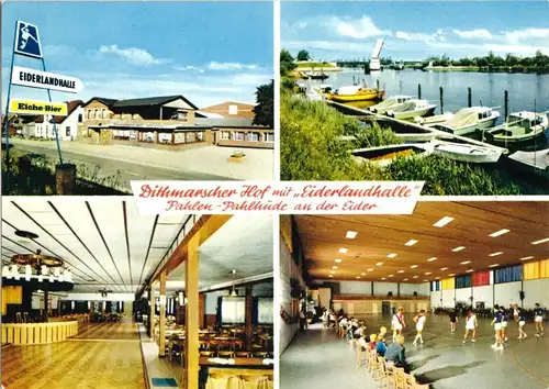 AK, Pahlen - Pahlhude a.d. Eider, Dithmarscher Hof mit "Eiderlandhalle", um 1972