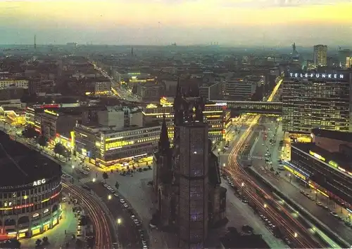 AK, Berlin Charlottenburg, Blick vom Europacenter auf City und Kudamm, Nachtans.