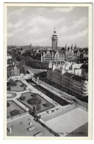 AK, Leipzig, Teilansicht mit Neuem Rathaus, um 1940