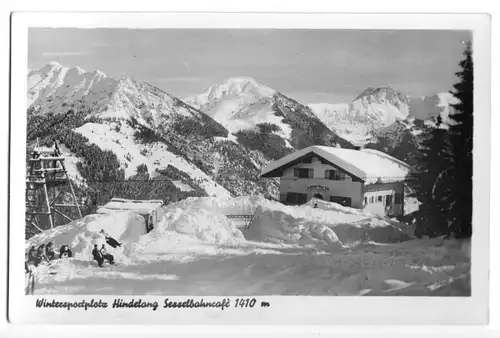 AK, Hindelang, Gaststätte Sesselbahncafé, Winteransicht, um 1940