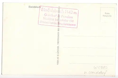 AK, Einödsbach b. Oberstdorf, Gasthof und Pension, Nebenstempel, um 1940