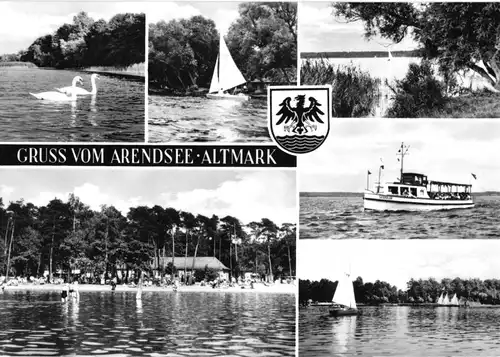 AK, Arendsee Altmark, sechs Abb., u.a. Fahrgastschiff "Seeadler", 1969