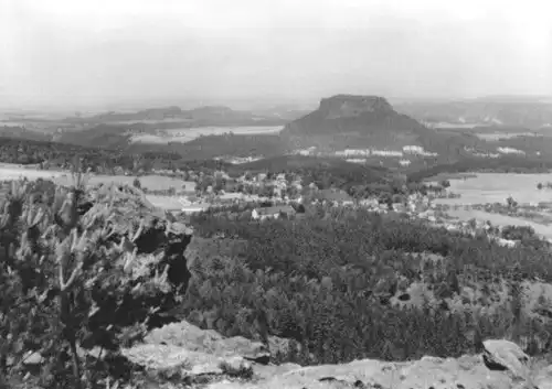 AK, Kurort Gohrisch Sächs. Schweiz, Totale mit Lilienstein, 1964