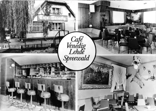 AK, Lehde Spreewald, Café Venedig, vier Abb., 1986