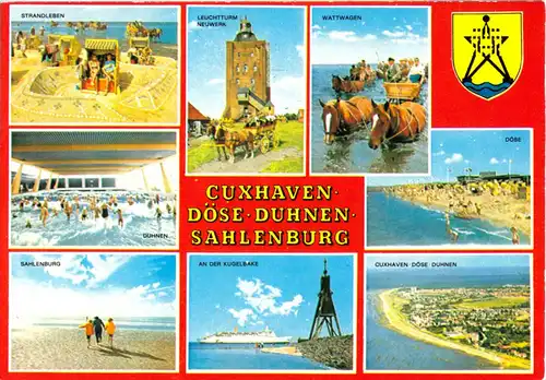 AK, Cuxhaven Döse Duhnen Sahlenburg, acht Abb., um 1978