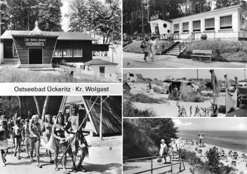 AK, Ückeritz Usedom, fünf Abb., u.a. Neptunfest, 1982