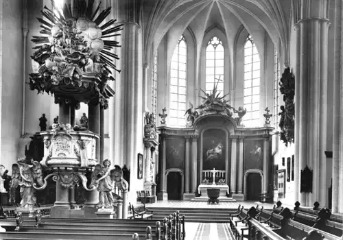 AK, Berlin Mitte, St. Marienkirche, Innenansicht mit Schlüterkanzel, 1966