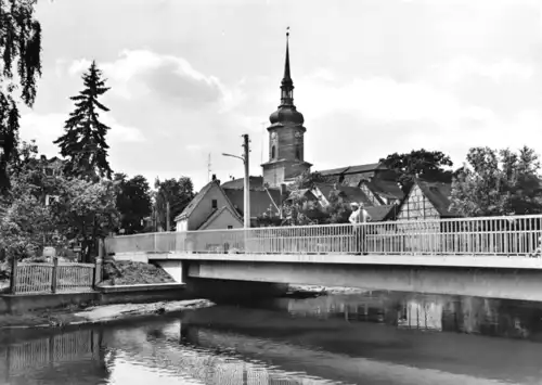 AK, Bad Sulza, Teilansicht mit Kirche und Neuer Ilmbrücke, 1980