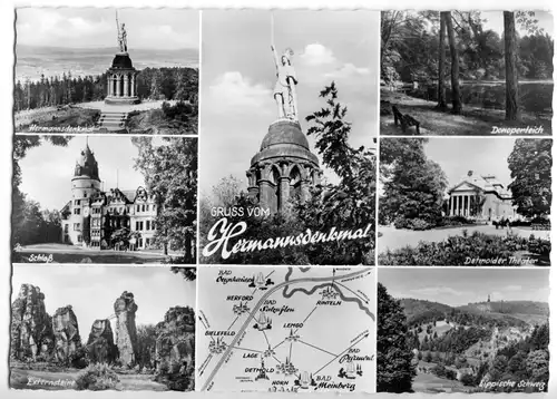 AK, Detmold, Das Herrmannsdenkmal, acht Abb., 1962