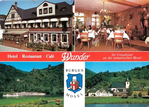 AK, Burgen Mosel, Hotel, Restaurant, Café Wunder, vier Abb., 1988