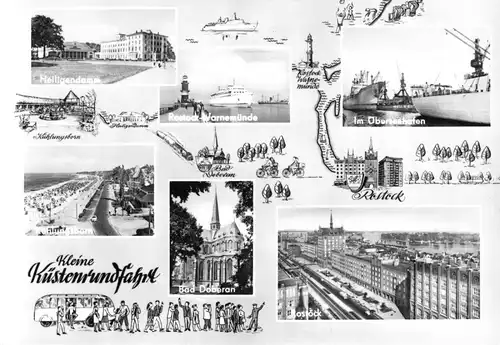 AK, Rostock, Kleine Küstenrundfahrt, sechs Abb., gestaltet, 1966
