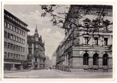 AK, Leipzig, Blick in die Peterstr., 1951