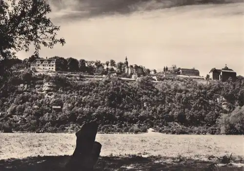 AK, Dornburg Kr. Jena, Blick vom Saaletal auf die Dornburger Schlösser, 1961
