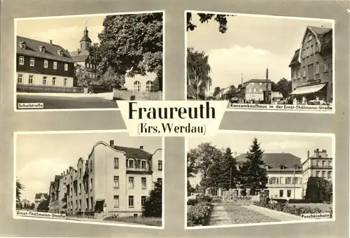 AK, Fraureuth Kr. Werdau, vier Abb., gestaltet, 1968