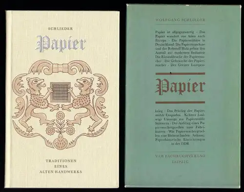 Schlieder, Wolfgang; Papier - Tradition eines alten Handwerks, 1985