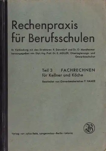 Fachrechnen für Kellner und Köche, 1941
