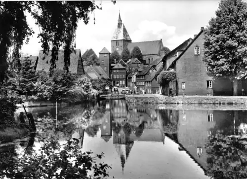 AK, Mölln in Lbg., Mühlenteich mit Blick zum Dom, um 1968