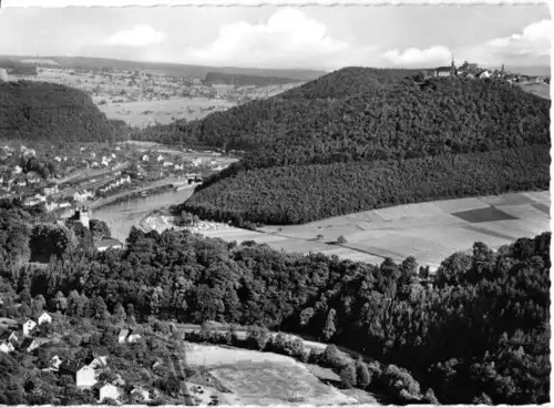 AK, Neckarsteinach, Gesamtansicht mit Bergfeste Dilsburg u. Neckartal, um 1968