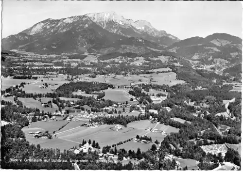 AK, Schönau, Blick vom Grünstein auf Schönau, Unterstein und Untersberg, 1965