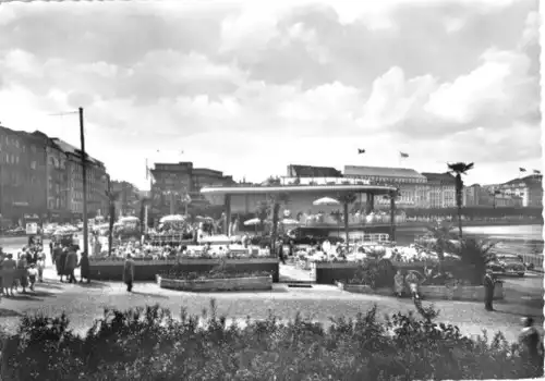 AK, Hamburg, Alsterpavillion am Jungfernstieg, um 1960