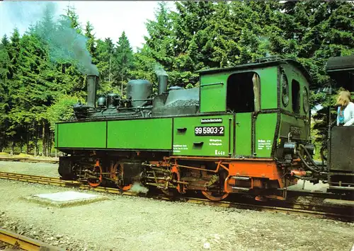 AK, Oldtimerlokomitive der Harzbahn, DR 99 5903-2, um 1991