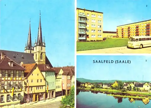 AK, Saalfeld Saale, drei Abb., u.a. OT Gorndorf, 1971