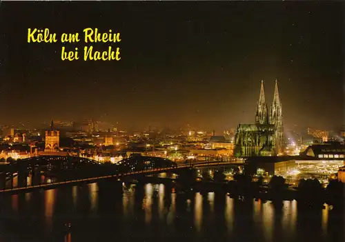 AK, Köln, Nachtansicht vom Messeturm, um 1995