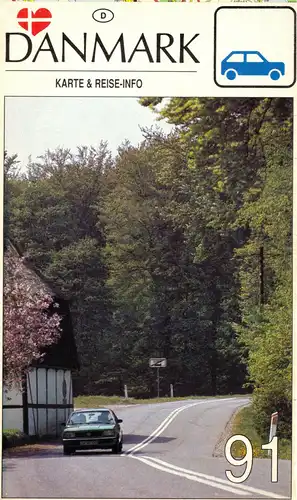 Verkehrskarte mit Reiseinformationen, Dänemark 1991