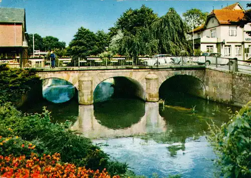 AK, Bad Bramstedt, Partie an der Auenbrücke, 1972