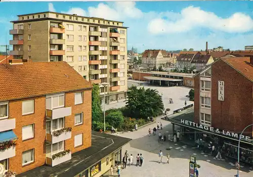 AK, Elmshorn, Holstenplatz und Bahnhof, um 1980
