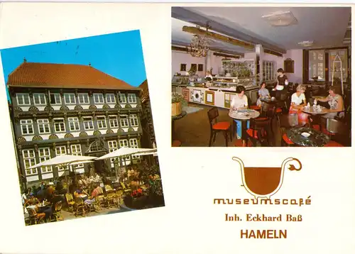 AK, Hameln Weser, Museumscafé, zwei Abb., 1977