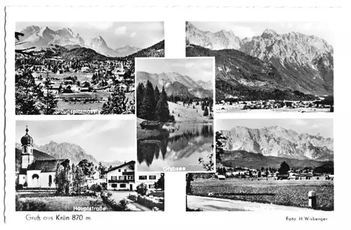 AK, Krün bei Mittenwald, fünf Abb., um 1965