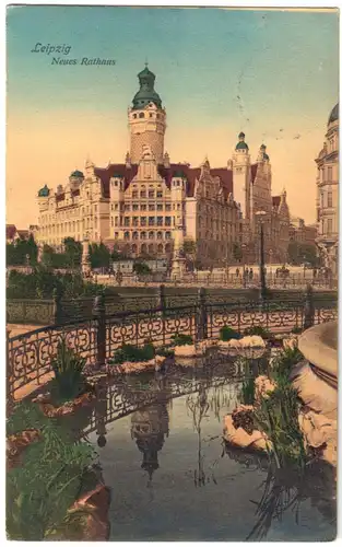 AK, Leipzig, Blick zum Neuen Rathaus, 1907