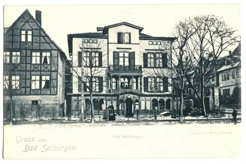 AK, Bad Salzungen, Villa Hüttlingen, Lichtdruck, belebt, um 1900