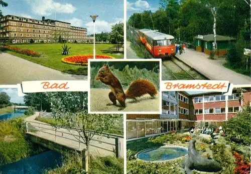 AK, Bad Bramstadt Holstein, fünf Abb., u.a. Bahnhof, 1974