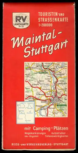 Touristen- und Straßenkarte, Maintal - Stuttgart, um 1960