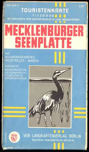 Touristenkarte, Mecklenburger Seenplatte, 1970